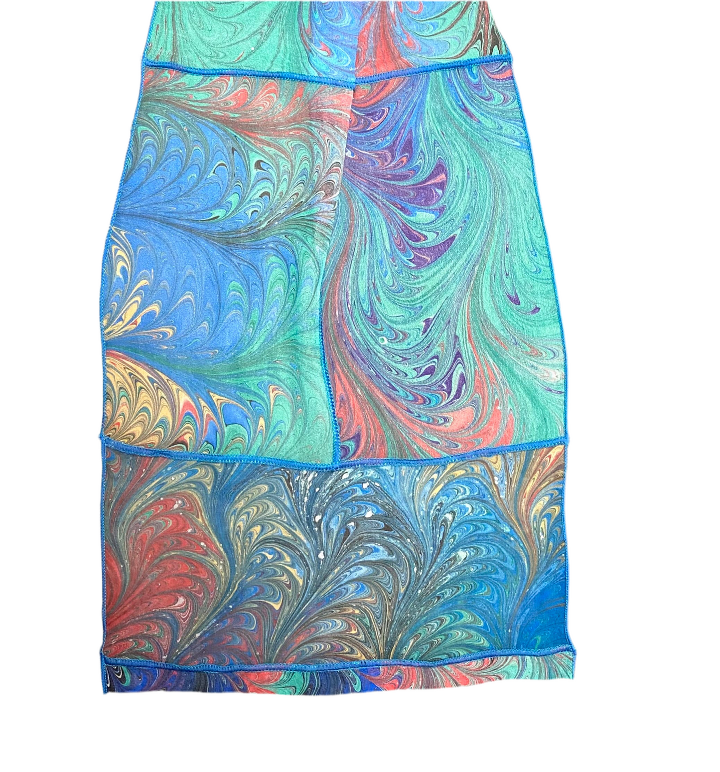 Marbled & Pieced Silk Chiffon Sheer Scarf 13" x 69"