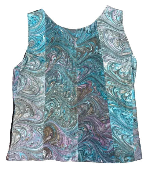 back of marbled leather vest