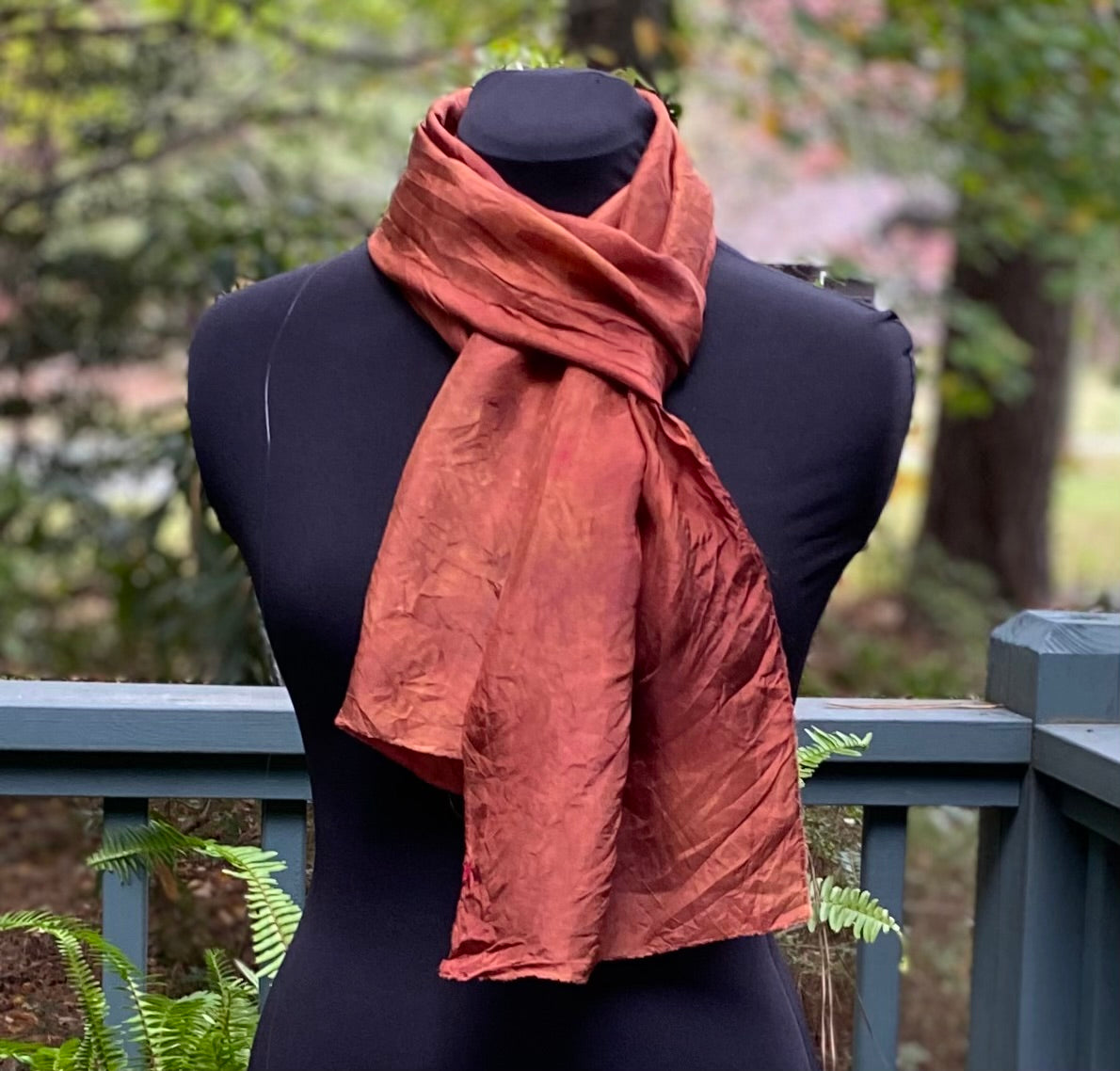 Silk Habotai Scarf - Rust & Gold