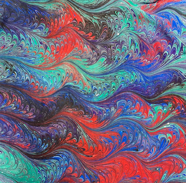Marbled Silk Blouse 2X Half Sleeve in Purple Primary Colors