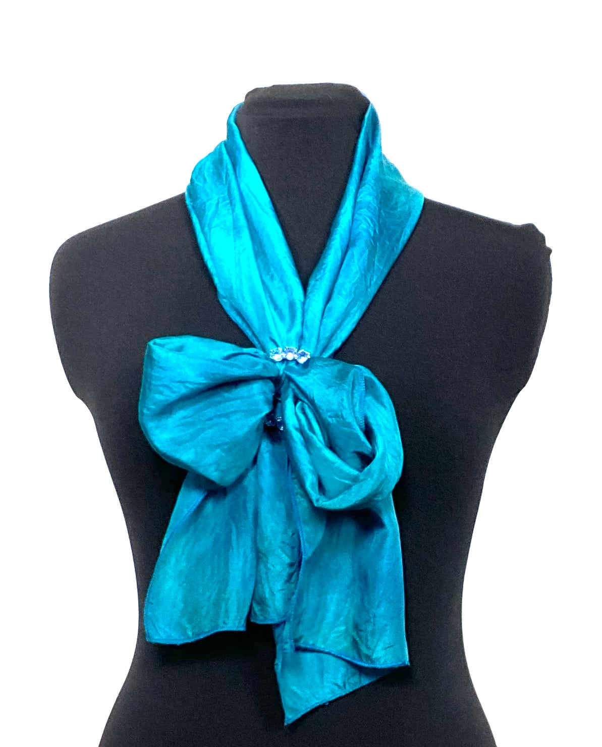 Rich Teal Dyed Silk Scarf 10" x 66'