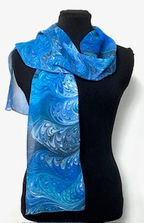 marbled silk chiffon scarf on a mannequin