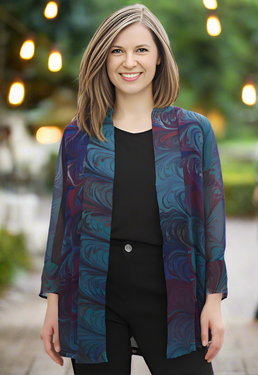 Black Primaries Kimono One Size