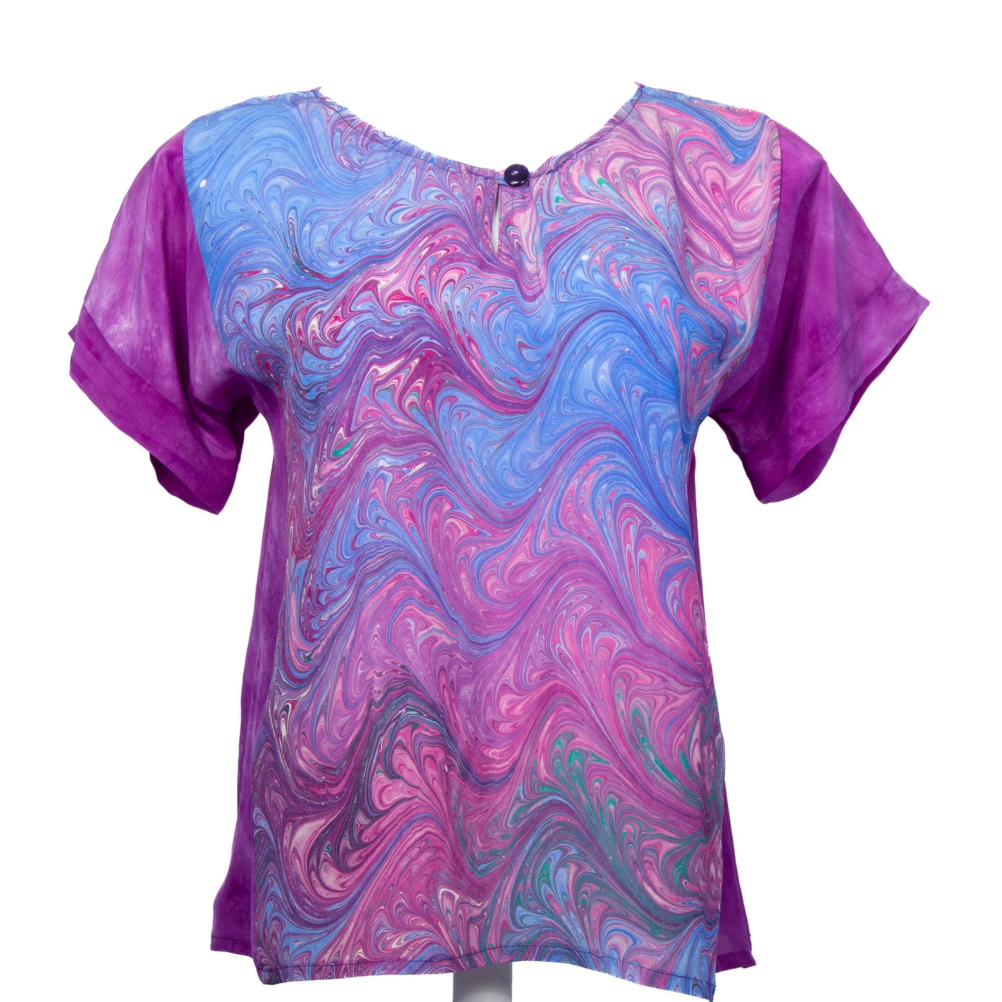 Violets & Blues Silk Top S/M Petite