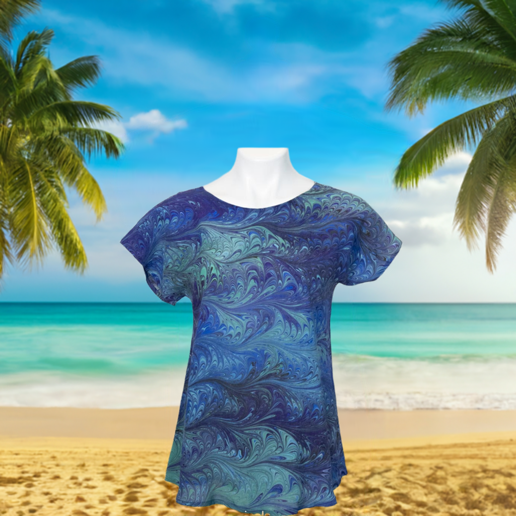 Ocean Blues Silk Blouse S/M