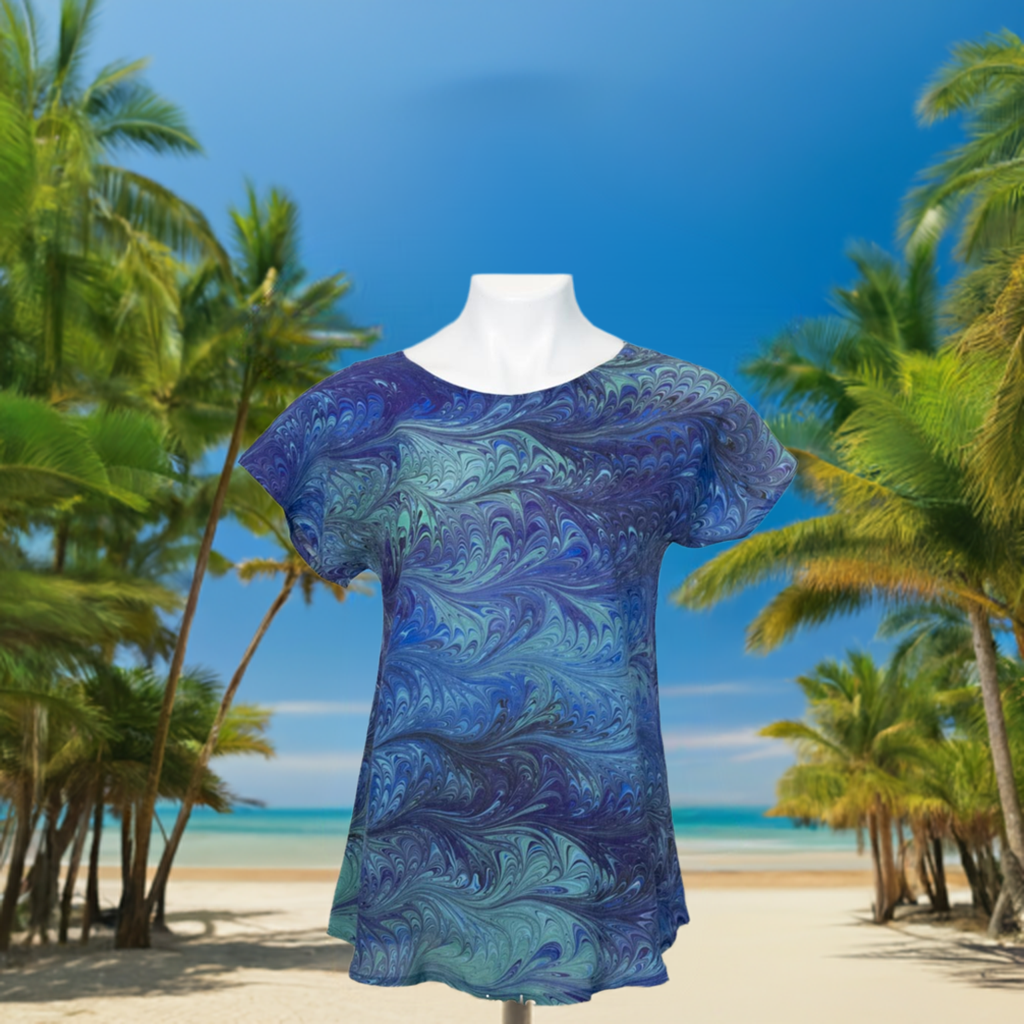 Ocean Blues Silk Blouse S/M