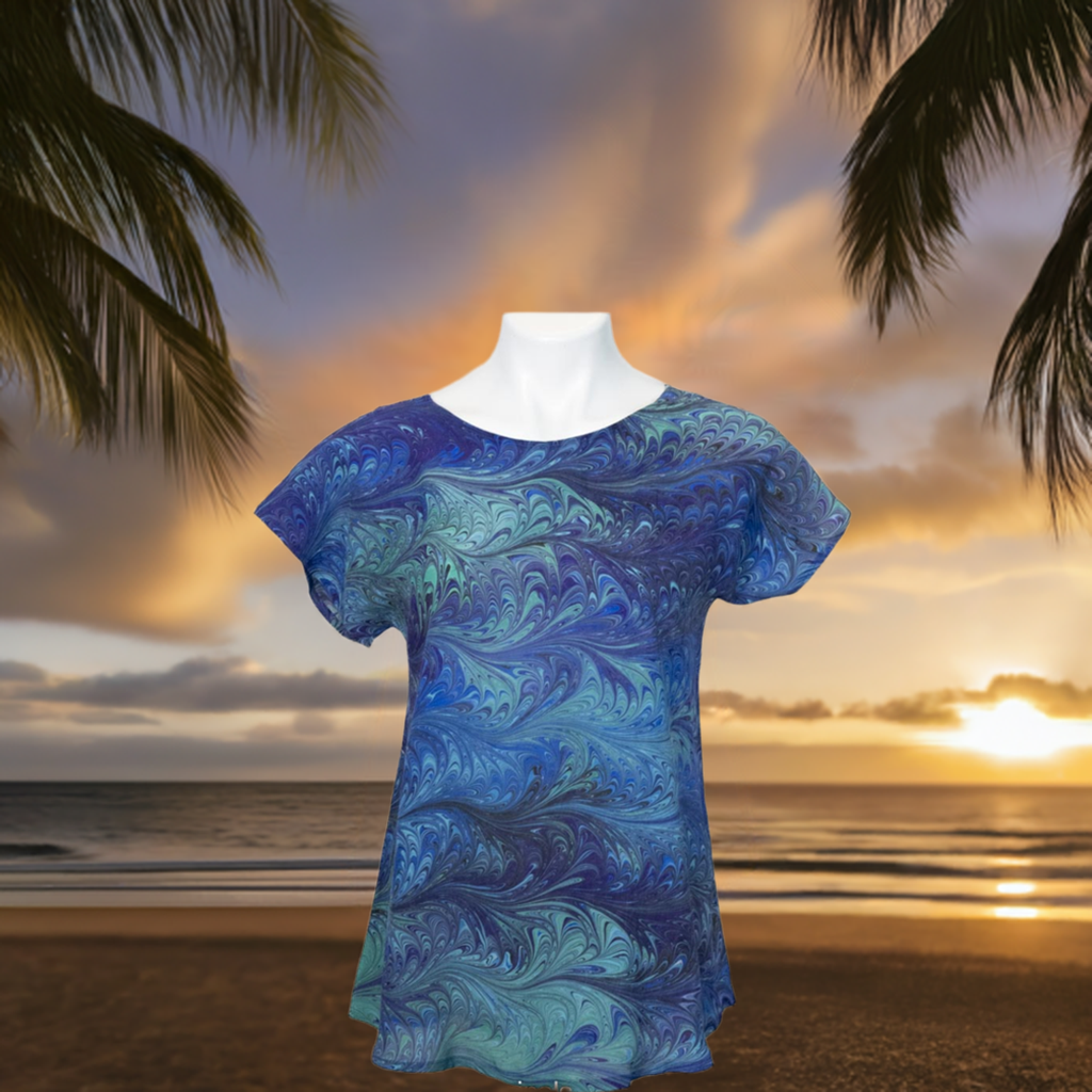 Ocean Blues Silk Blouse S/M