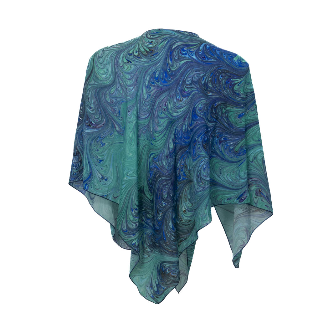 Ocean Blues Silk Crepe Wrap One Size