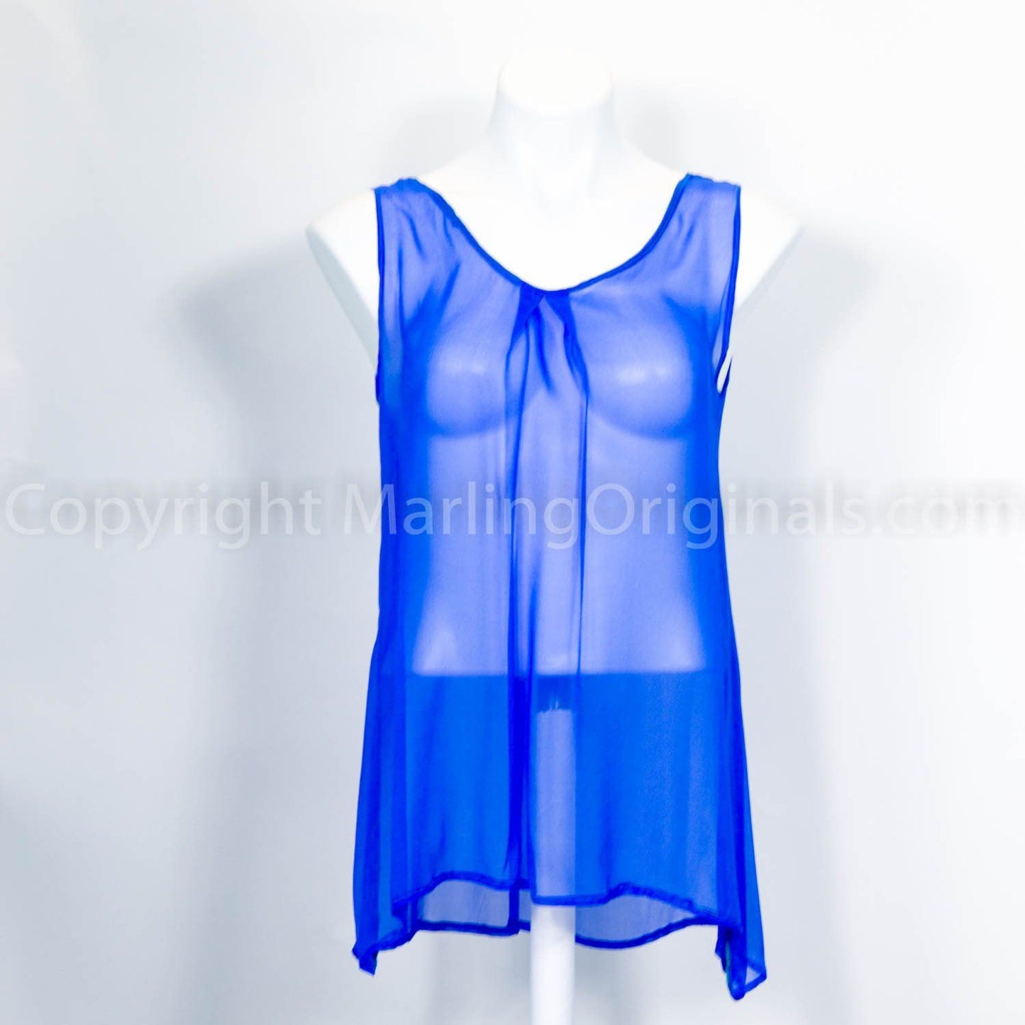 silk chiffon tank top in electric blue