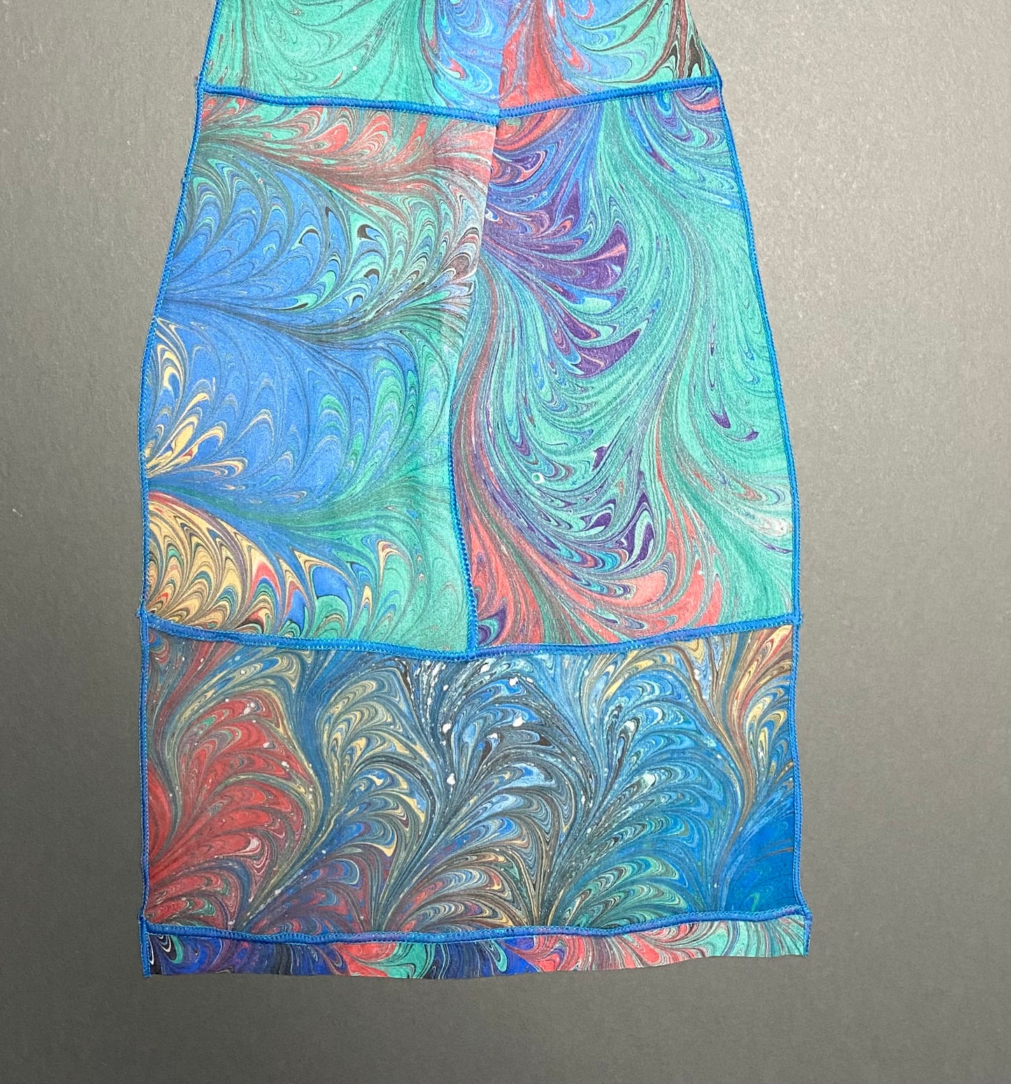 Marbled & Pieced Silk Chiffon Sheer Scarf 13" x 69"
