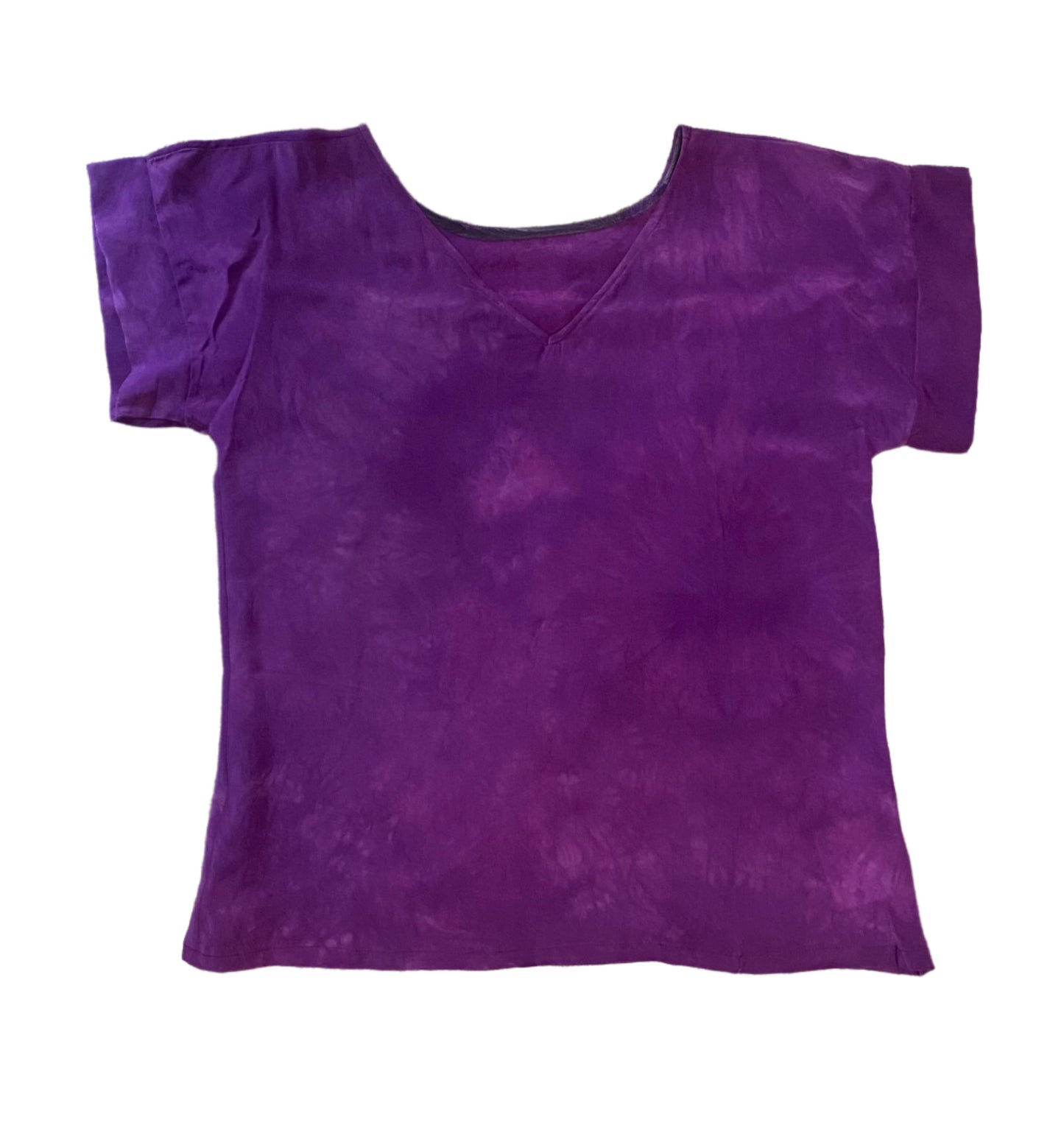 hand dyed silk t shirt in rich violet tones
