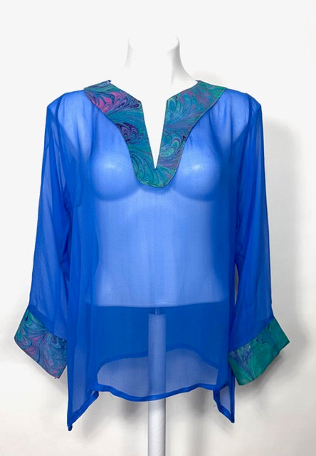 S/M Sheer Electric Blue with Marbled Detail