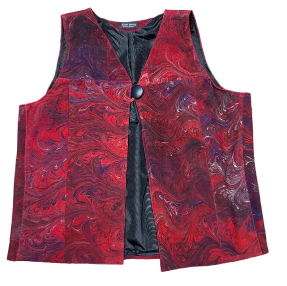 Red and black marbled suede leather vest 