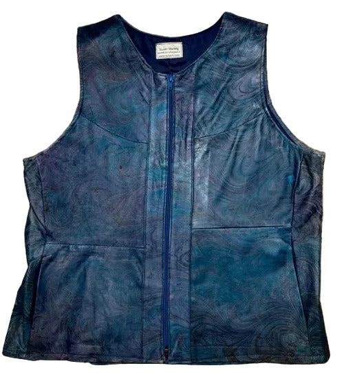 Blue marbled leather vest
