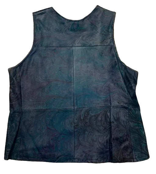Blue marbled leather vest 