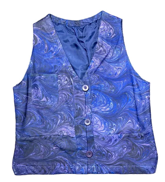 Navy and lilac leather vest 