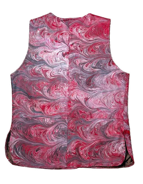 Marbled red and gray leather vest 