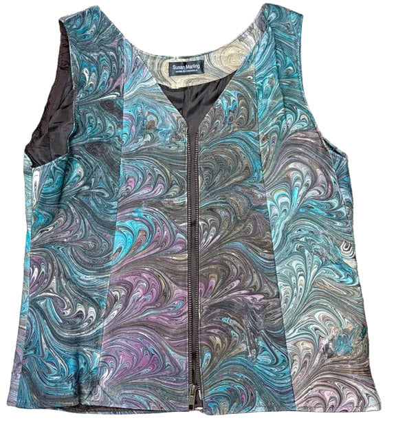 Marbled patterned leather vest