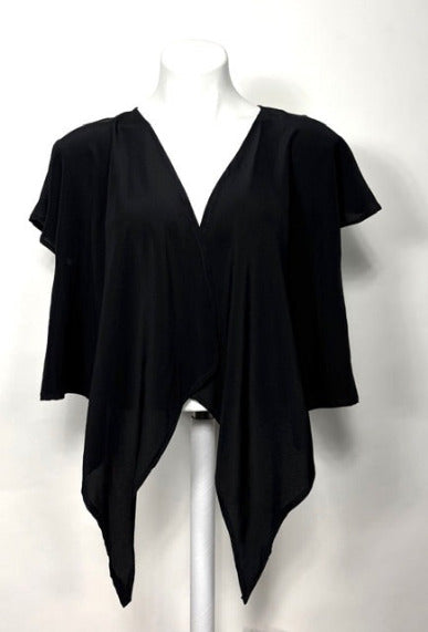 Black jacket wrap on a mannequin against a white background
