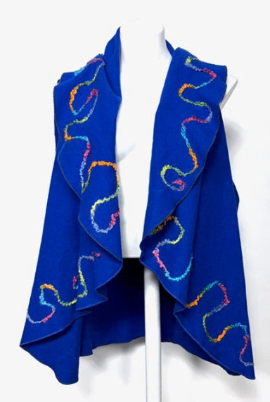 Colorful Blue Wool Vest Size M and up