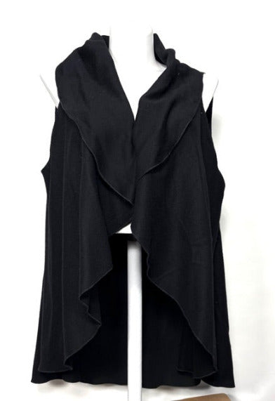 black wool vest with shawl like collar