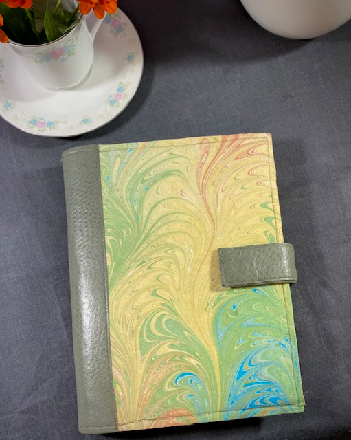 Marbled Silk & Leather Journal Cover