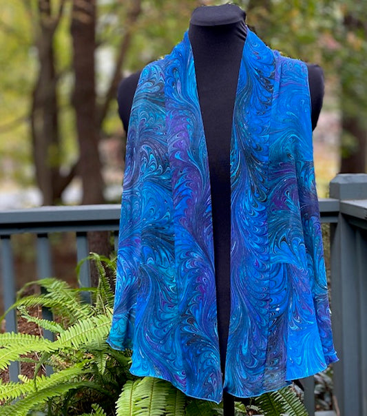 Ocean Blues Silk Chiffon Vest