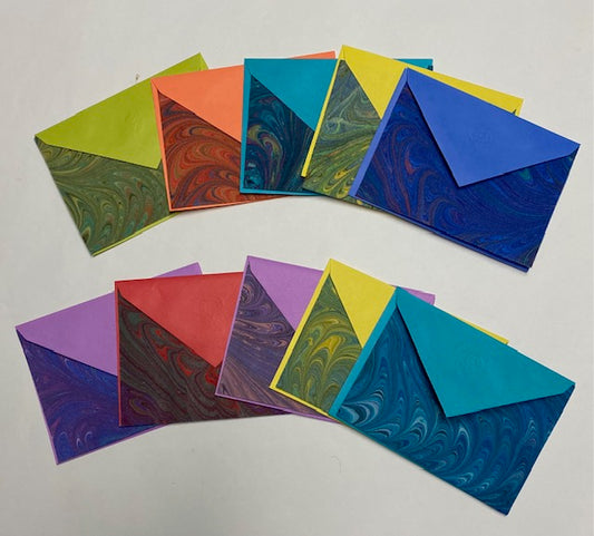 Marbled Silk PostCards with Envelopes