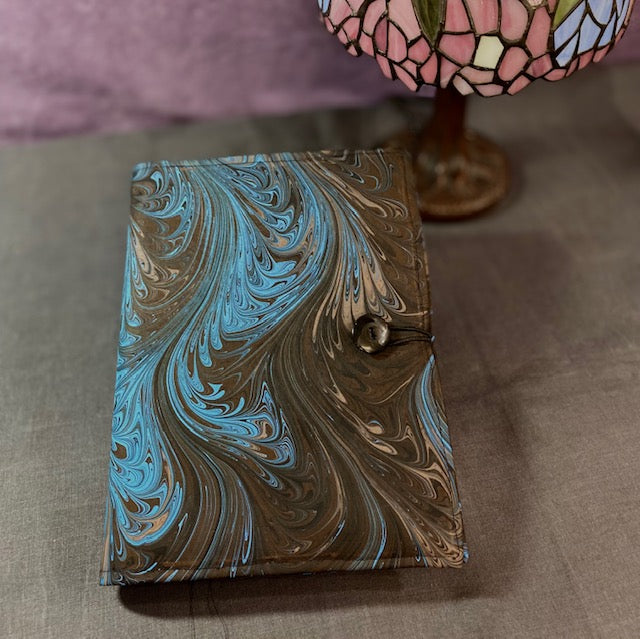 Chocolate & Blue Marbled Leather Journal 9.75" x 7.5"