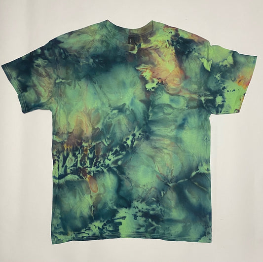 Large T Shirt Lime with Dark Navy/Golden Brown