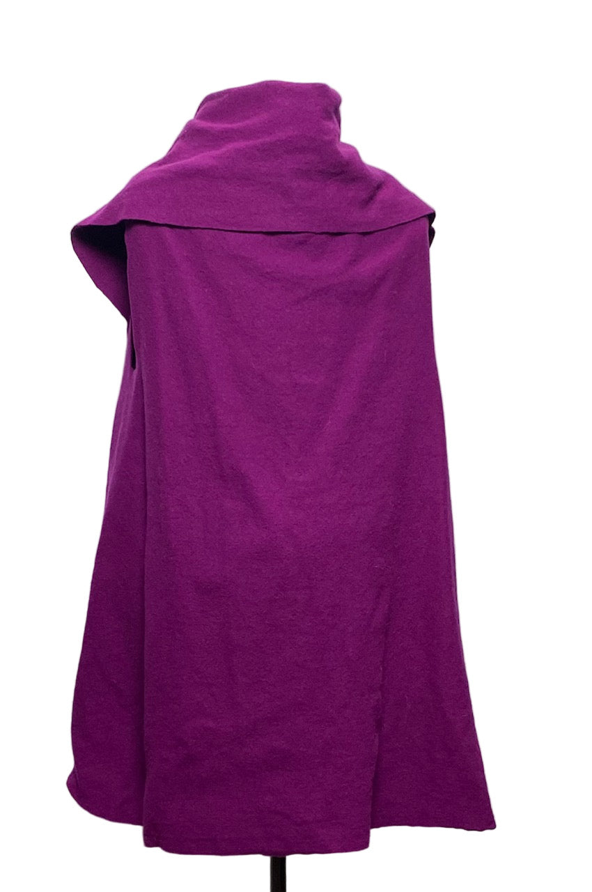 Violet wool vest on a mannequin against a white background
