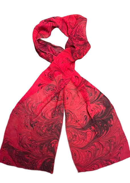 Red marbled scarf on a white background