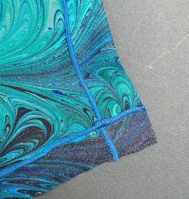 Marbled silk scarf edge finish