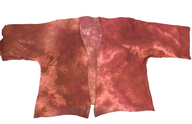 Reddish-brown hand dyed jacket on a white background