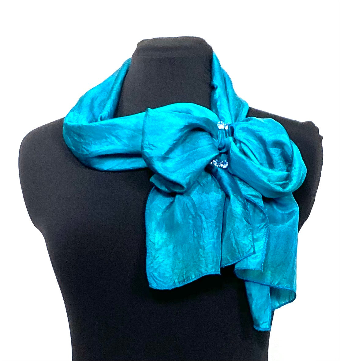 Rich Teal Dyed Silk Scarf 10" x 66'
