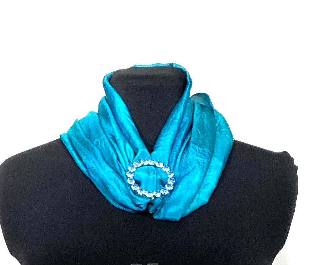 Rich Teal Dyed Silk Scarf 10" x 66'