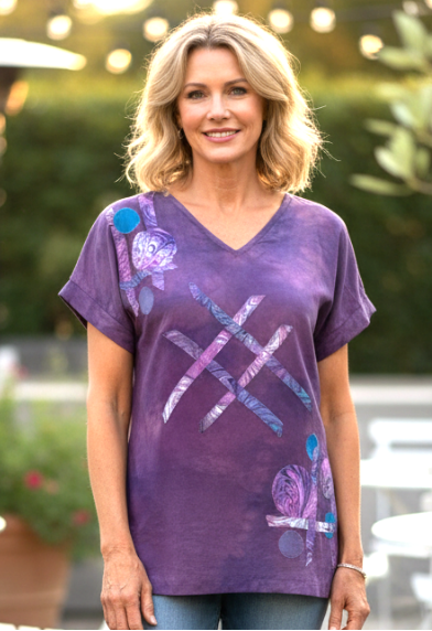 Hand-Dyed Silk Top in Deep Lavender — S/M
