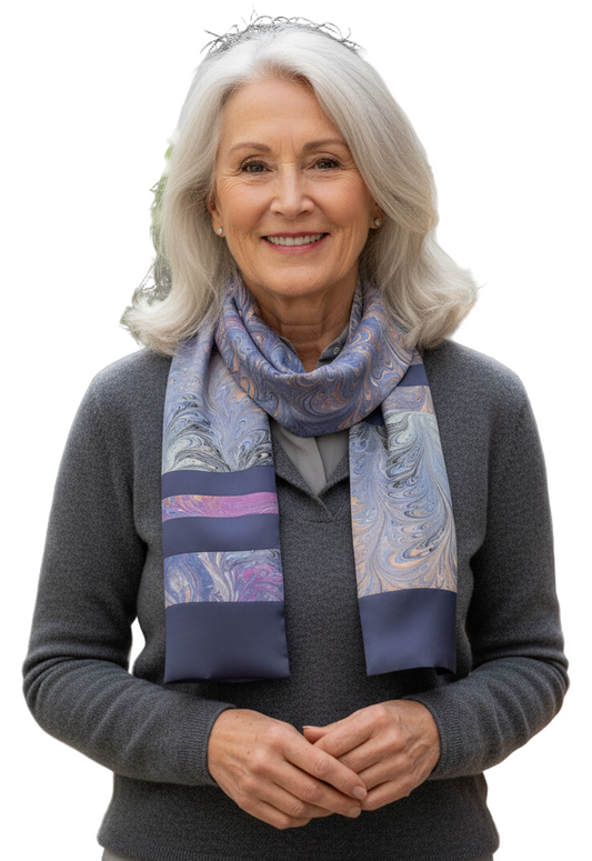 Satin Silk Pieced Scarf 7" x 59"