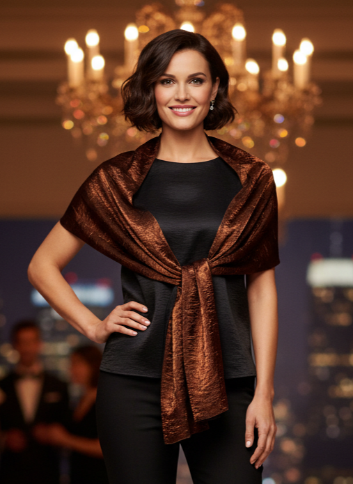 XL Scarf/Wrap in Iridescent Copper 18" x 87"