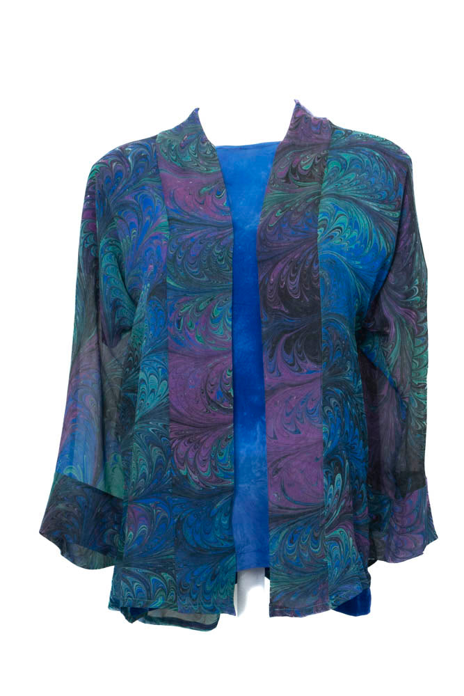 Black Jewels Silk Chiffon Kimono Jacket