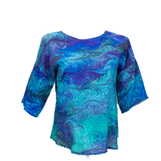 L/XL Silk Blouse Ocean Blues