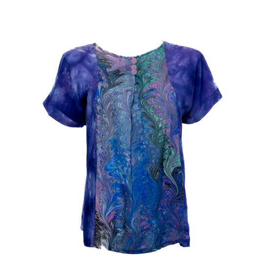 L/XL Periwinkle & Jewels Silk Top