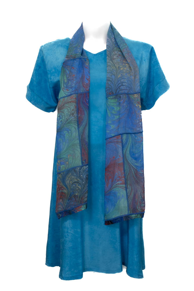 L/XL Turquoise Hand Dyed Silk Dress