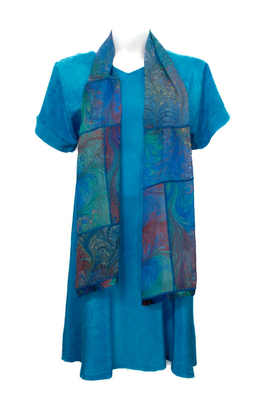 L/XL Turquoise Hand Dyed Silk Dress
