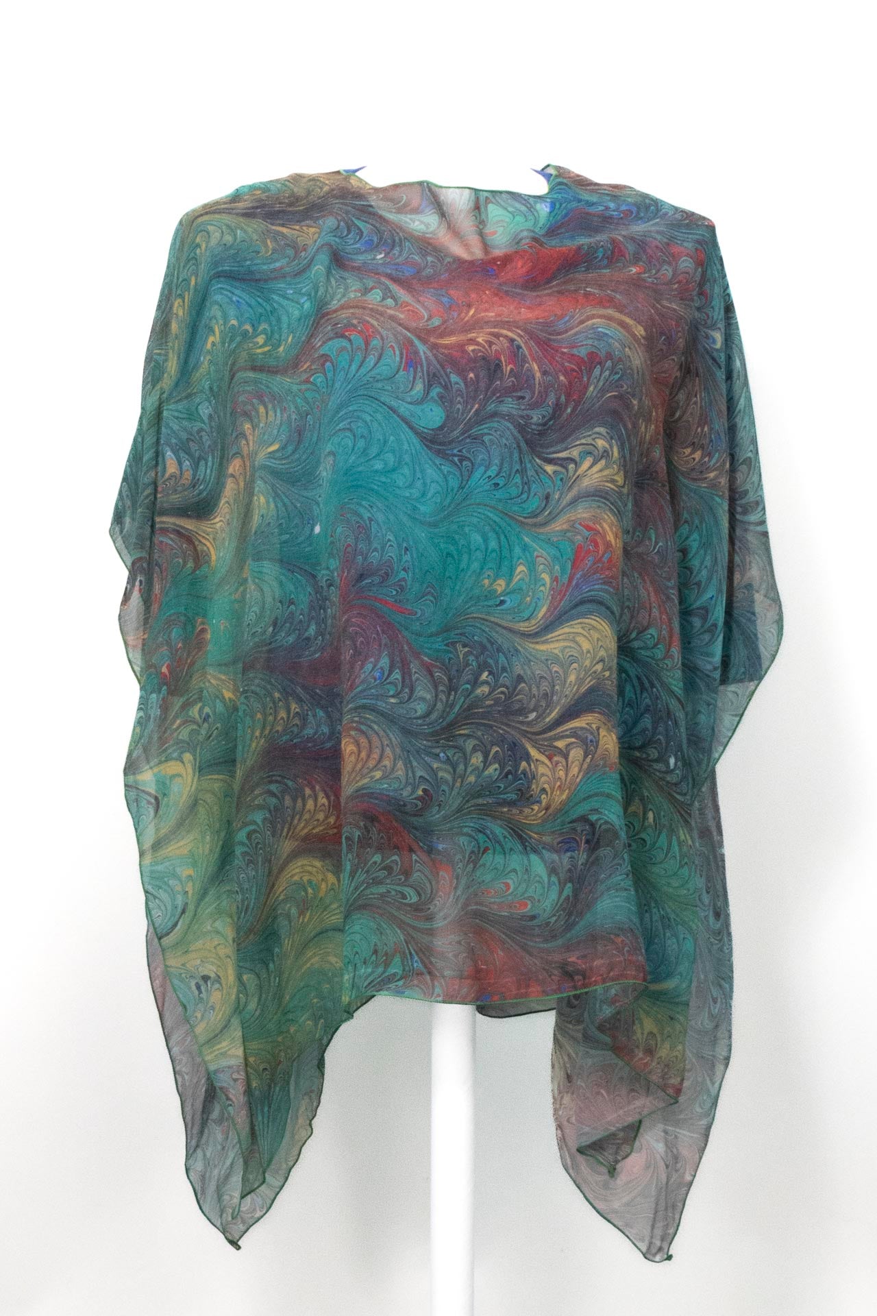 Poncho One Size Marbled Green Primaries