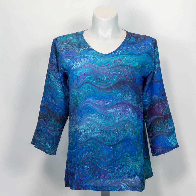 L/XL Ocean Blues Silk Tunic