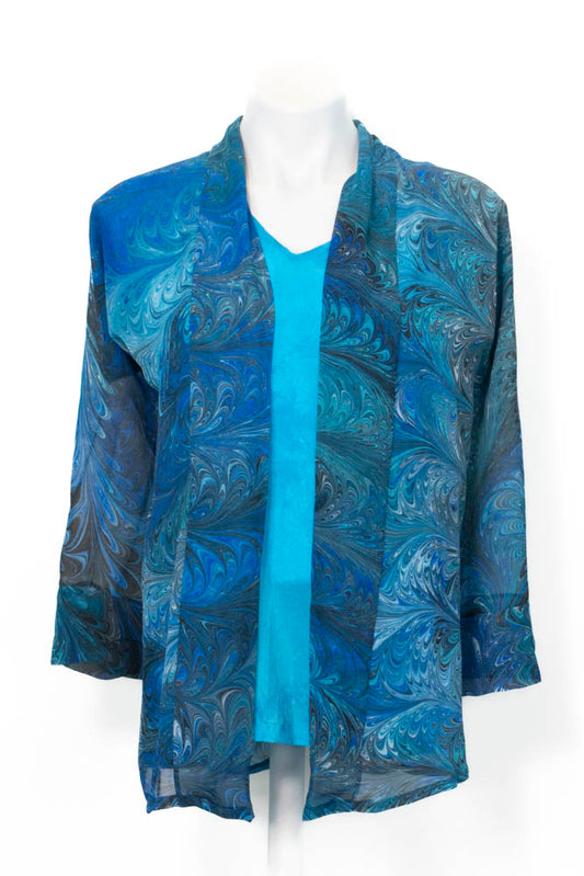 Deep Turquoise Blue Sheer Jacket