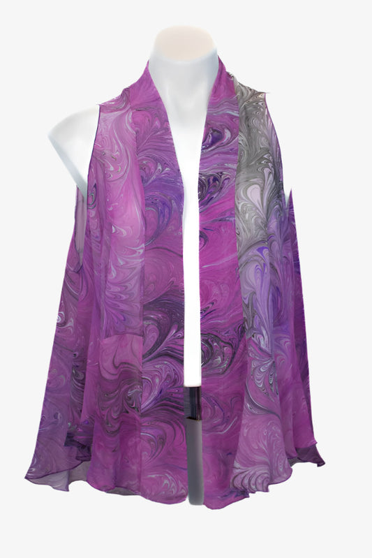 marbled silk chiffon pink and lilac vest 