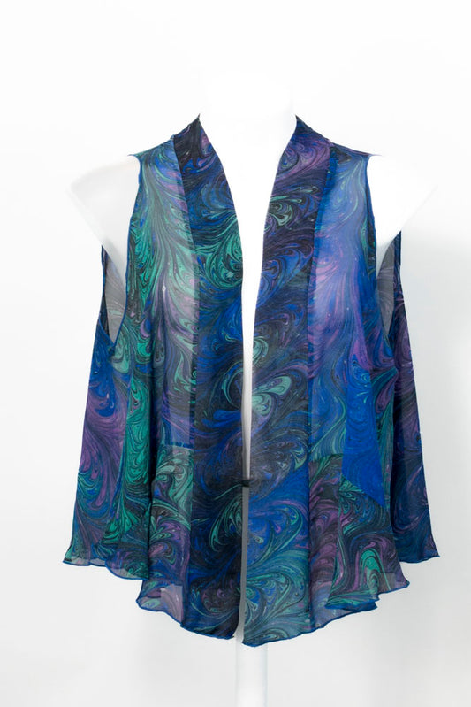 Silk Chiffon Vest Black Jewels