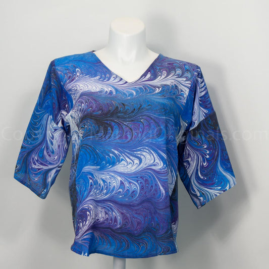 L/XL Silk Top Blues Half Sleeve